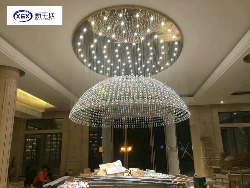LED圓形酒店工程水晶大吊燈